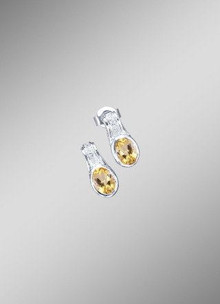 Ohrstecker mit echt Citrin und synth. Zirkonia