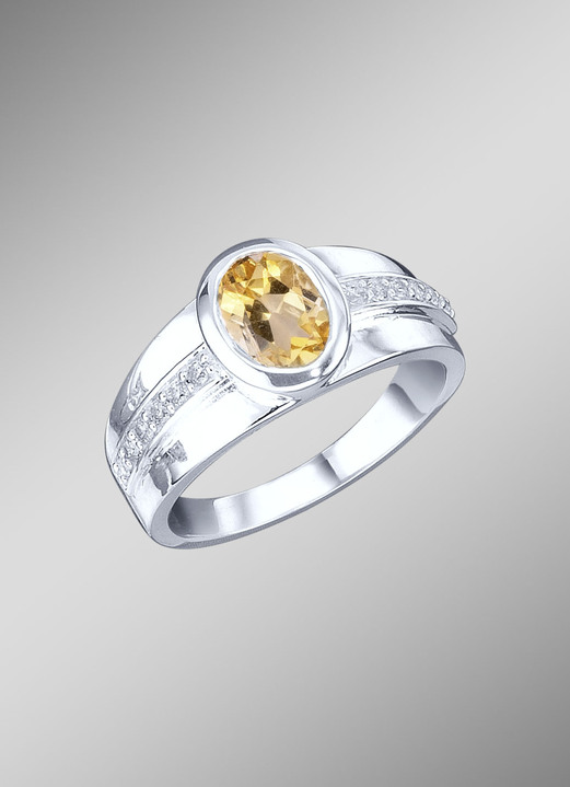 Ringe - Strahlender Damenring mit echt Citrin und synth. Zirkonia, in Größe 160 bis 220, in Farbe  Ansicht 1