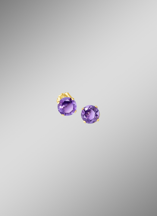 mit Edelsteinen - Ohrstecker mit echt Amethyst, in Farbe  Ansicht 1