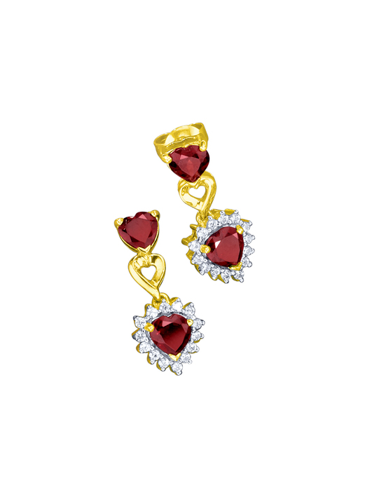 mit Edelsteinen - Ohrstecker mit echt Granat und echt Weißtopas, in Farbe  Ansicht 2