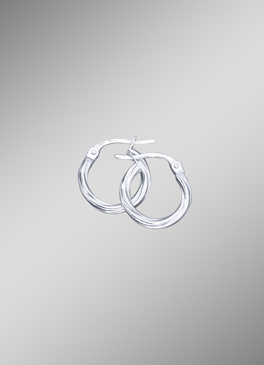 ohne Steine / mit Zirkonia - Creolen mit gedrehter Struktur, in Farbe