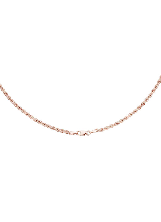 ohne Steine / mit Zirkonia - Stilvolle Kordel-Halskette in Roségold, in Farbe  Ansicht 2