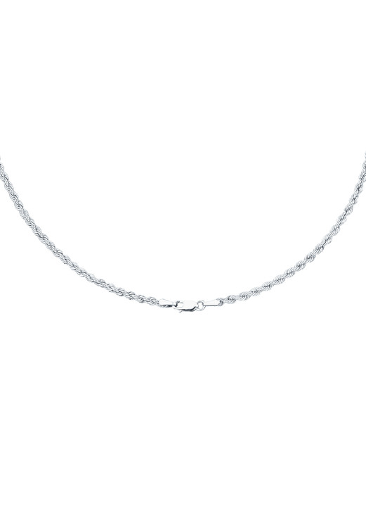 ohne Steine / mit Zirkonia - Stilvolle Kordel-Halskette in Weißgold, in Farbe  Ansicht 2