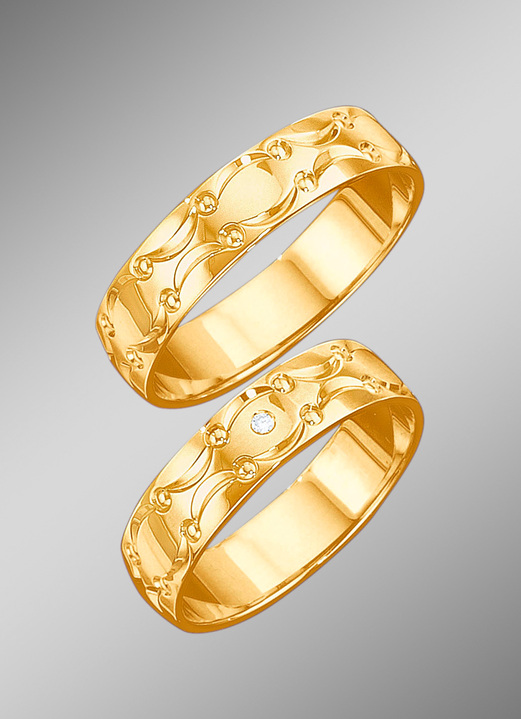 mit Diamant - Trauring mit Wellen-Design, in Größe 160 bis 240, in Farbe  Ansicht 2