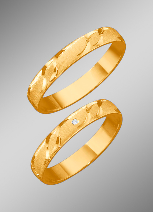 mit Diamant - Trauring mit Wellen-Design, in Größe 160 bis 240, in Farbe  Ansicht 2