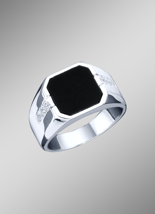 Moderner Herrenring mit Onyx