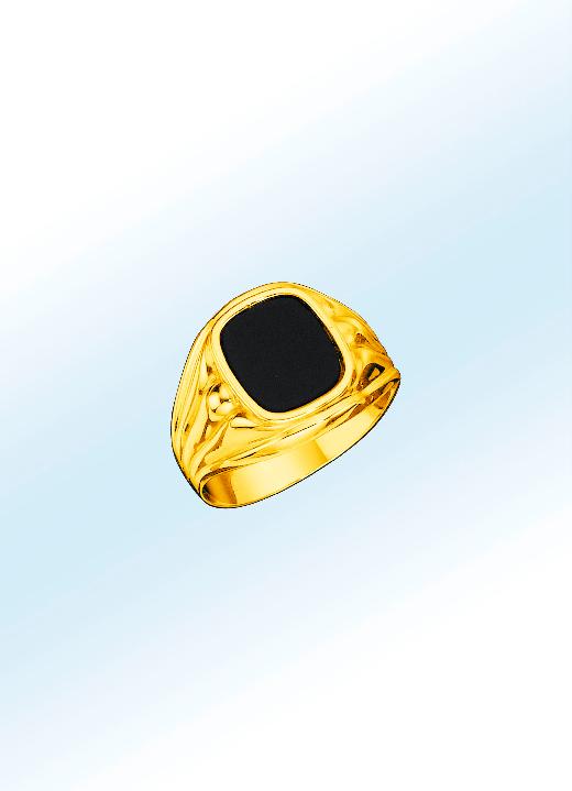 Ringe - Herrenring mit Echt Onyx, in Größe 180 bis 240, in Farbe