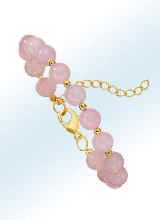 - 3-tlg. Schmuck-Set aus feinen Edelsteinen, in Farbe , in Ausführung Echt Rosenquarz
