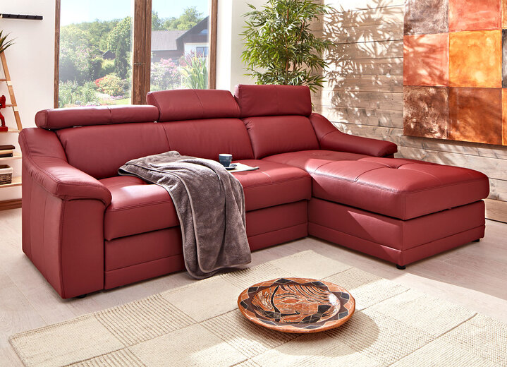 Funktions-Polstermöbel - Polsterecke mit Kopfteilverstellung, in Farbe CAPPUCCINO, in Ausführung Polsterecke mit Funktion, LEDER Ansicht 2