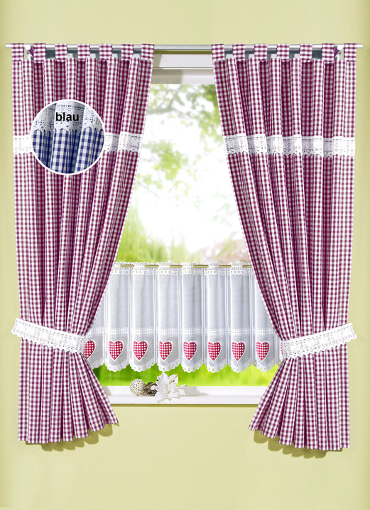 - Kurzstore mit rotem Herzchen-Thermodruck-Motiv, in Größe 661 (H30xB105 cm) bis 858 (H60xB165 cm), in Farbe WEISS-ROT Ansicht 3