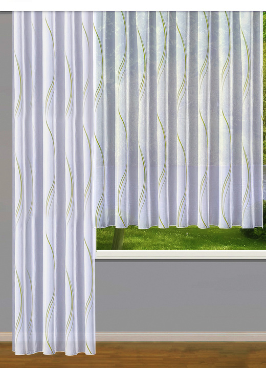 Klassisch - Store  im Wellen-Dessin mit Universalschienenband, in Größe 160 (Store, 145x300 cm) bis 291 (Store, 245x450 cm), in Farbe WEISS-WEISS Ansicht 2