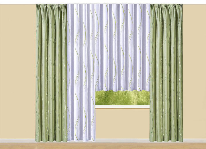 Klassisch - Store  im Wellen-Dessin mit Universalschienenband, in Größe 160 (Store, 145x300 cm) bis 291 (Store, 245x450 cm), in Farbe WEISS-WEISS Ansicht 3