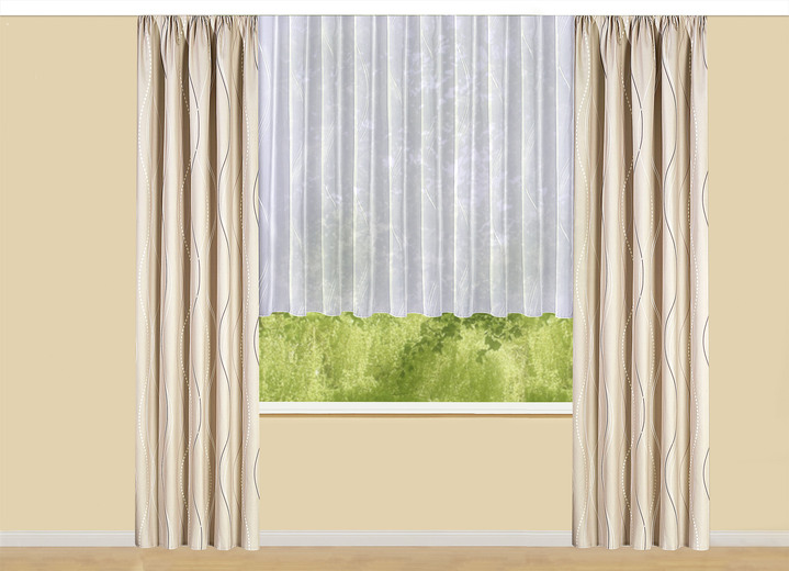 Modern - Übergardine mit Wellen-Dessin und Universalschienenband, in Größe 364 (Dekoschal, 150x132 cm) bis 456 (Dekoschal, 245x132 cm), in Farbe GRÜN Ansicht 4