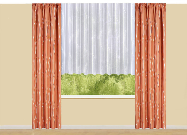 Modern - Übergardine mit Wellen-Dessin und Universalschienenband, in Größe 364 (Dekoschal, 150x132 cm) bis 456 (Dekoschal, 245x132 cm), in Farbe GRÜN Ansicht 6