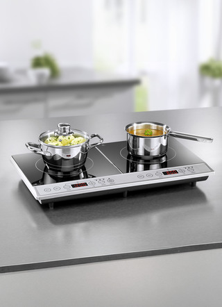 Kochen & Grillen - Doppel-Induktionsplatte, in Farbe SCHWARZ