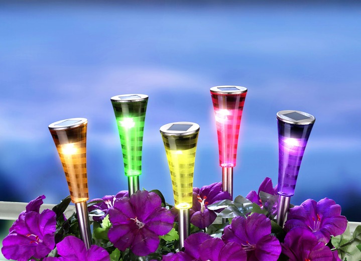 Gartenbeleuchtung - Solar-Steckleuchten, 5er-Set, in Farbe MULTI Ansicht 2