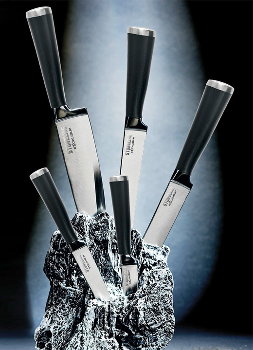 Messer & Schneidgeräte - Stoneline® Excalibur® Messerblock, 7-teilig, mit 5 Edelstahlmessern, in Farbe ANTHRAZIT