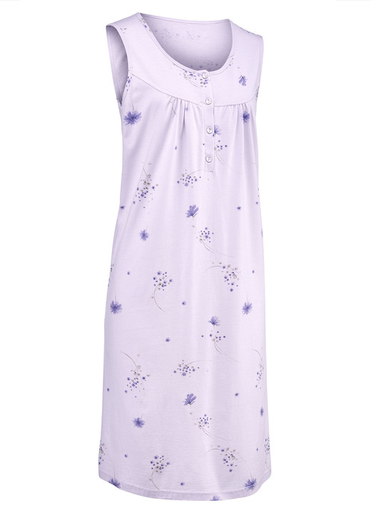 Nachthemden - Zweierpack Nachthemden mit breiten Trägern und Knopfleiste, in Größe 038 bis 056, in Farbe 1X PASTELLGRÜN-BUNT, 1X BLEU-BUNT Ansicht 6