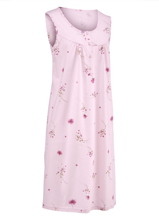 Nachthemden - Zweierpack Nachthemden mit breiten Trägern und Knopfleiste, in Größe 038 bis 056, in Farbe 1X PASTELLGRÜN-BUNT, 1X BLEU-BUNT Ansicht 8