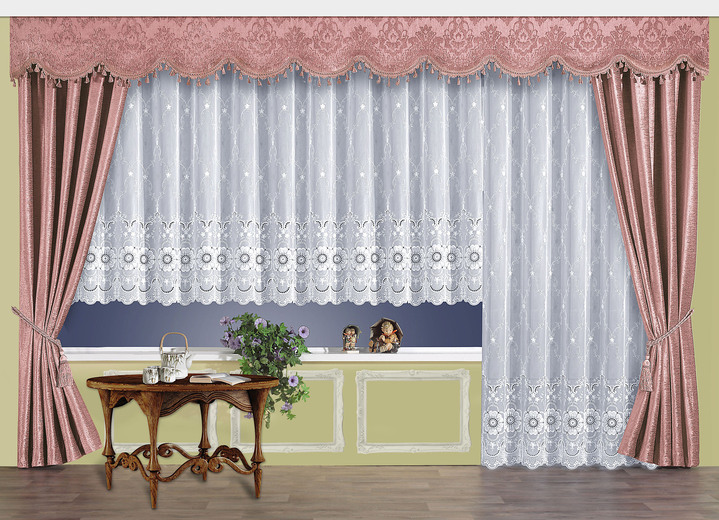 - Schabracke mit Bommelborte, in Größe 739 (H38xB135 cm) bis 745 (H38xB410 cm), in Farbe ALTROSA Ansicht 2