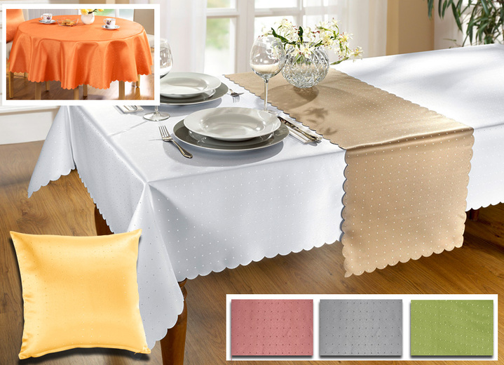 Tischdecken - Zeitlose Tisch- und Raumdekoration in Jacquard-Qualität, in Größe 150 (Läufer, 40x150 cm) bis 404 (Kissenhülle, 40x 40 cm), in Farbe CAPPUCCINO