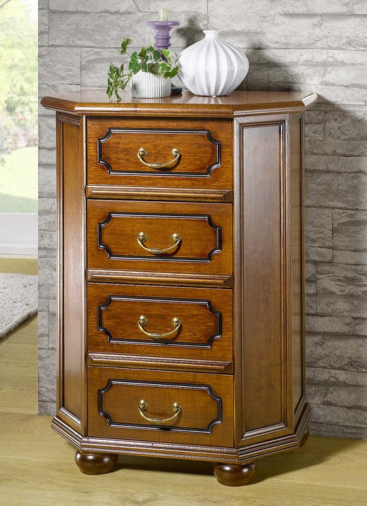 Sideboards & Kommoden - Schubkastenkommode mit detailreichen Schnitzereien, in Farbe NUSSBAUM