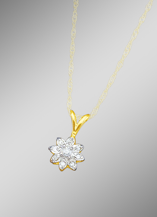 mit Diamanten - Eleganter Anhänger mit Singapurkette, in Farbe