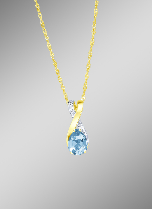 Schmuck & Uhren - Anhänger mit Brillanten und echt Blautopas, in Farbe