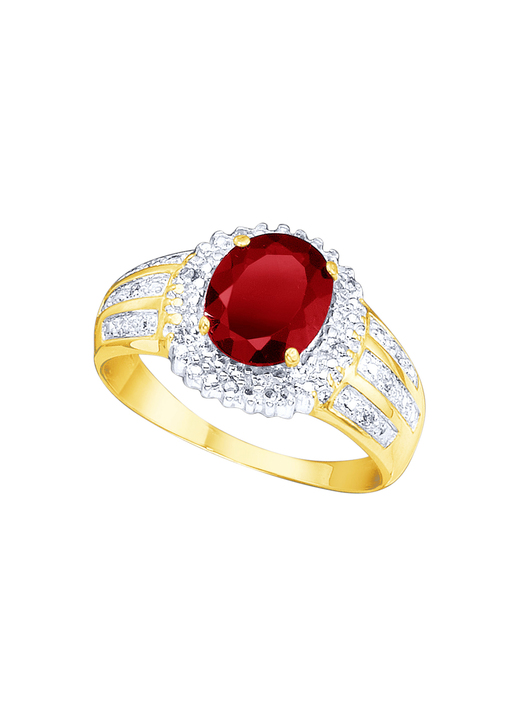 mit Edelsteinen - Damenring mit echt Granat und Diamanten Ansicht 2 mit Edelsteinen - Damenring mit echt Granat und Diamanten, in Größe 160 bis 220, in Farbe  Ansicht 2