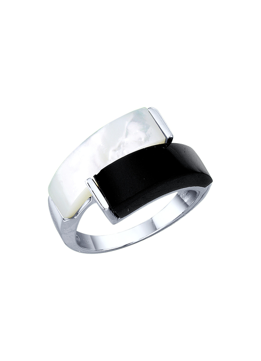 Ringe - Damenring mit echt Onyx und echt Perlmutt, in Größe 160 bis 220, in Farbe  Ansicht 2