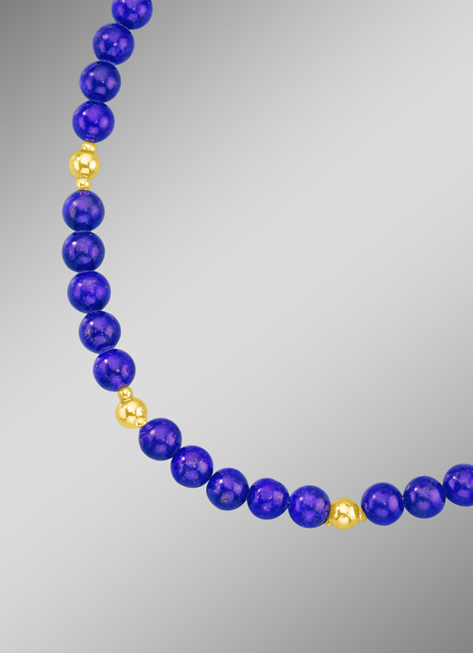 - Halskette oder Armband mit echten Lapislazuli-Kugeln, in Farbe , in Ausführung Halskette, Länge 60 cm Ansicht 1
