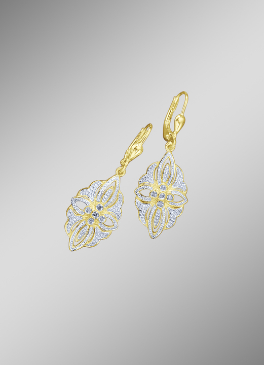 Ohrschmuck - Ohrringe mit Diamanten im Blumendesign, in Farbe  Ansicht 1