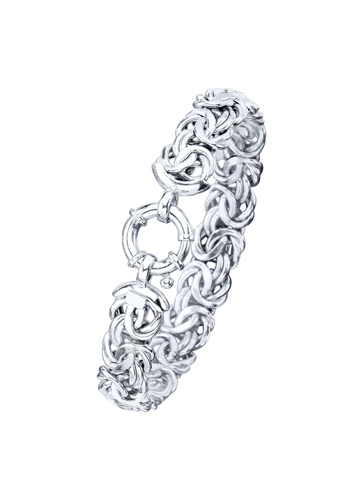 ohne Steine / mit Zirkonia - Schweres Königsketten-Armband mit Schmuck-Federring, in Farbe  Ansicht 2