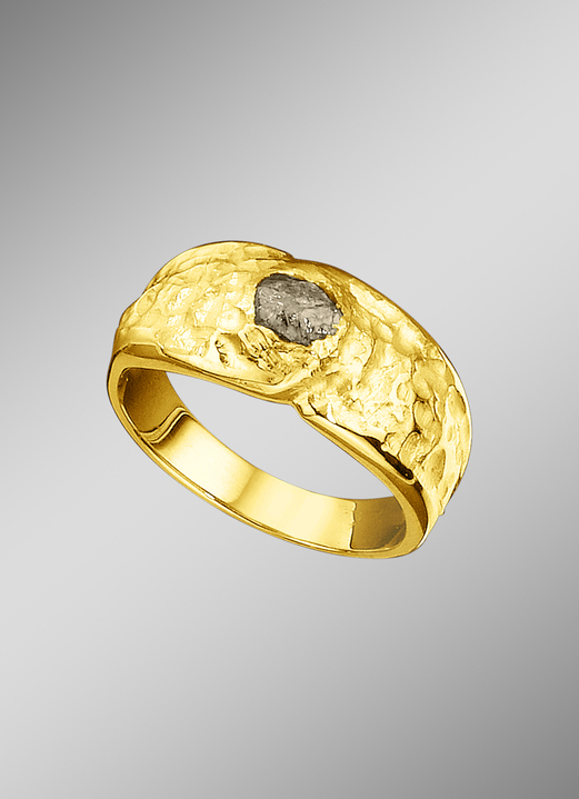 mit Diamanten - Handgearbeiteter Partnerring mit Roh-Diamant, in Größe 160 bis 240, in Farbe