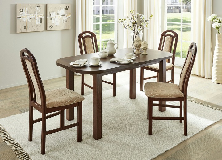 Esszimmer - Essgruppe, 5-teilig, in verschiedenen Farben, in Farbe NUSSBAUM-BEIGE Ansicht 1