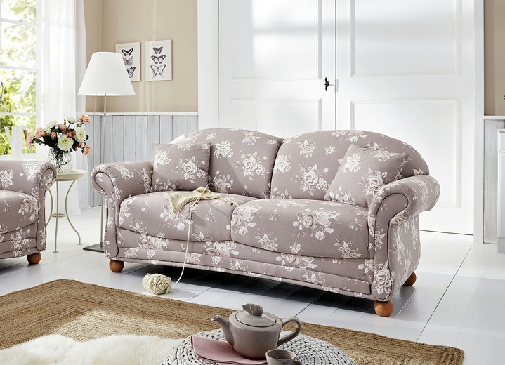 Polstermöbel - Romantisch-blumige Polstermöbel, in Farbe WEISS-ROSA, in Ausführung Zweisitzer Ansicht 3