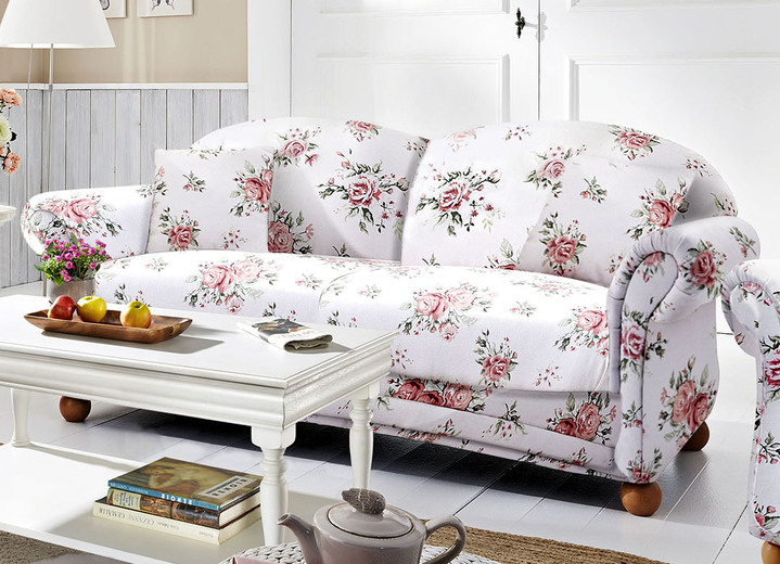 Polstermöbel - Romantisch-blumige Polstermöbel, in Farbe WEISS-ROSA, in Ausführung Zweisitzer Ansicht 8