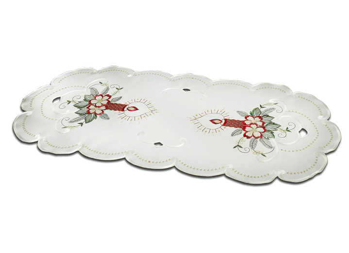 Tischdecken - Weihnachtliche Tisch- und Raumdekoration, in Größe 130 (Deckchen, 30/ 45 cm) bis 404 (Kissenbezug, 40/ 40 cm), in Farbe WEISS Ansicht 2