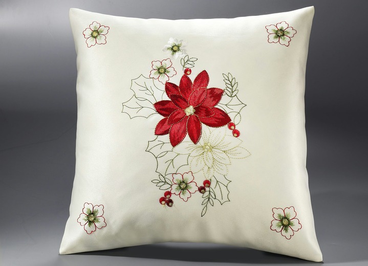 Tischdecken - Tisch- und Raumdekoration aus dem Hause Schäfer, in Größe 140 (Tischdekoration Stern, ø 40 cm) bis 404 (Kissenbezug, 40/40 cm), in Farbe WEISS-ROT Ansicht 2