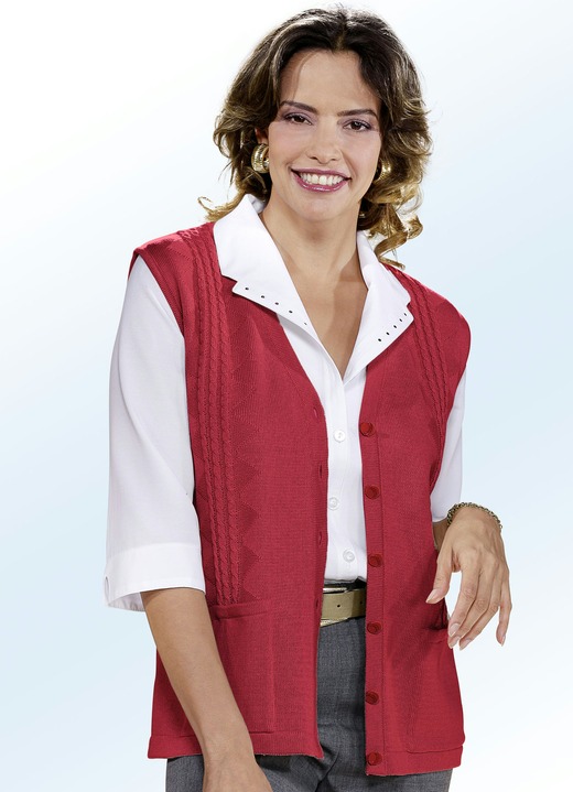 Jacken, Westen & Sets - Strickweste mit Zopfdessin, in Größe 038 bis 054, in Farbe BEIGE Ansicht 5