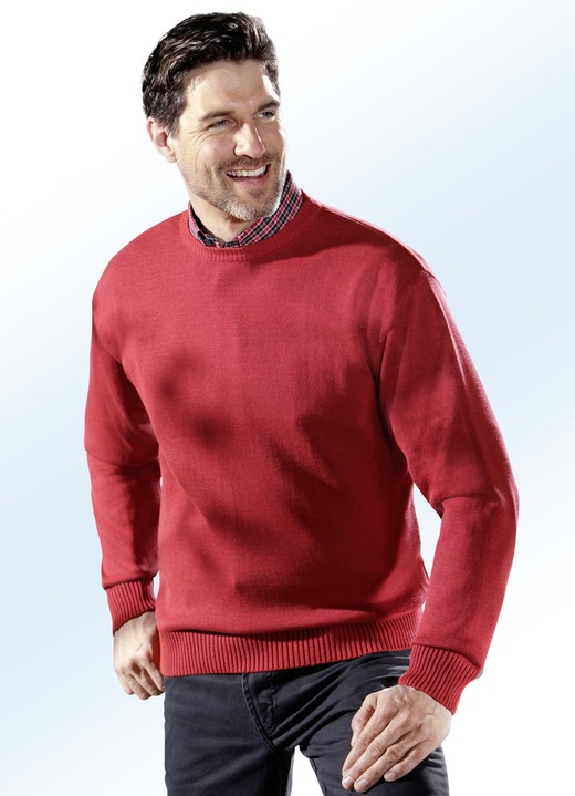 Hemden, Pullover & Shirts - Pullover mit rundem Halsausschnitt in 5 Farben, in Größe 044 bis 062, in Farbe ROT Ansicht 1