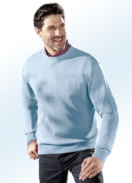 Hemden, Pullover & Shirts - Pullover mit rundem Halsausschnitt in 4 Farben, in Größe 044 bis 062, in Farbe BLEU Ansicht 1