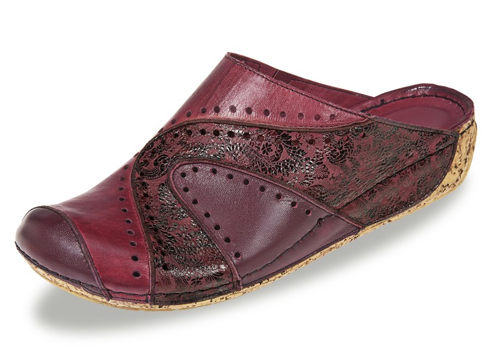 Komfortschuhe - Gemini Clog aus schattiertem Rind-Nappaleder, in Größe 036 bis 042, in Farbe BORDEAUX Ansicht 1