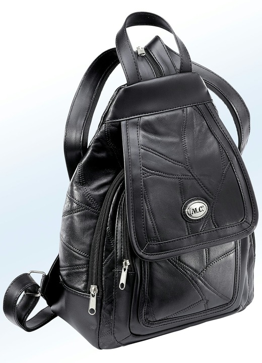 Taschen - Patchwork-Rucksack mit Magnetverschluss, in Farbe SCHWARZ