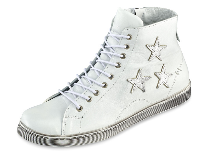 Stiefel & Stiefeletten - Andrea Conti Schnür-Stiefelette mit modischen Applikationen, in Größe 036 bis 041, in Farbe WEISS-SILBER Ansicht 1