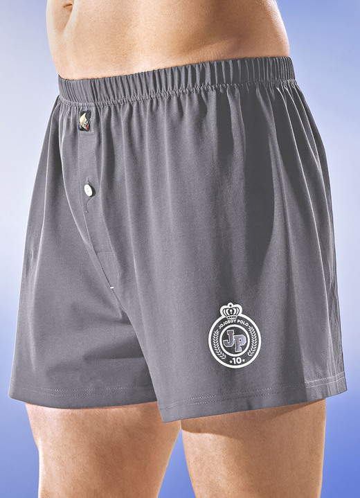 Unterwäsche - Viererpack Boxershorts, uni mit Druckmotiv, in Größe 004 bis 013, in Farbe 2X MARINE, 2X GRAFIT Ansicht 2
