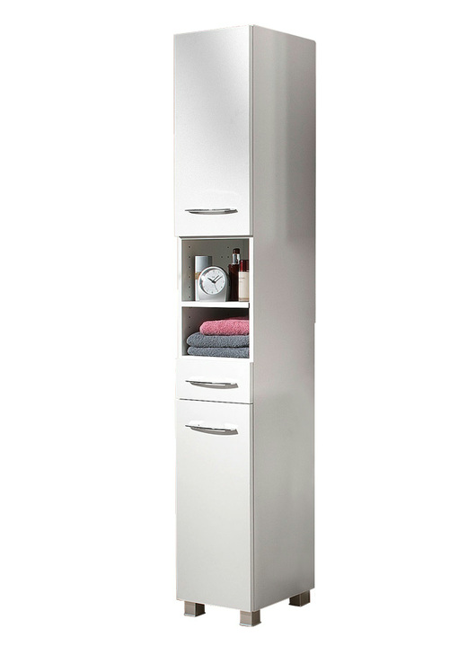 Badmöbel - Badmöbel-Programm, auch hängend montierbar, in Farbe WEISS, in Ausführung Hängeschrank, 1-türig Ansicht 11