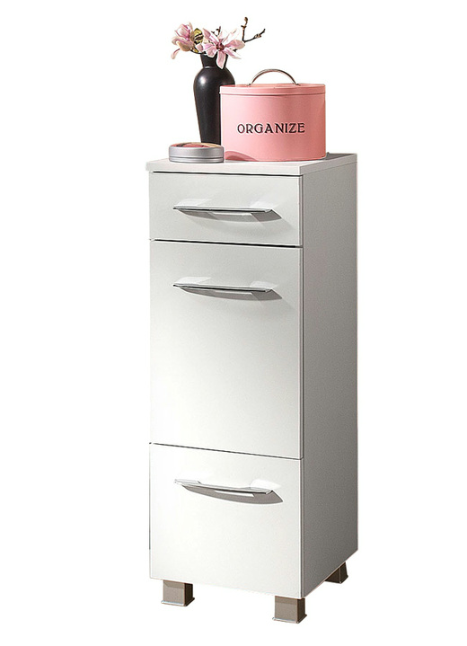 Badmöbel - Badmöbel-Programm, auch hängend montierbar, in Farbe WEISS, in Ausführung Hängeschrank, 1-türig Ansicht 12