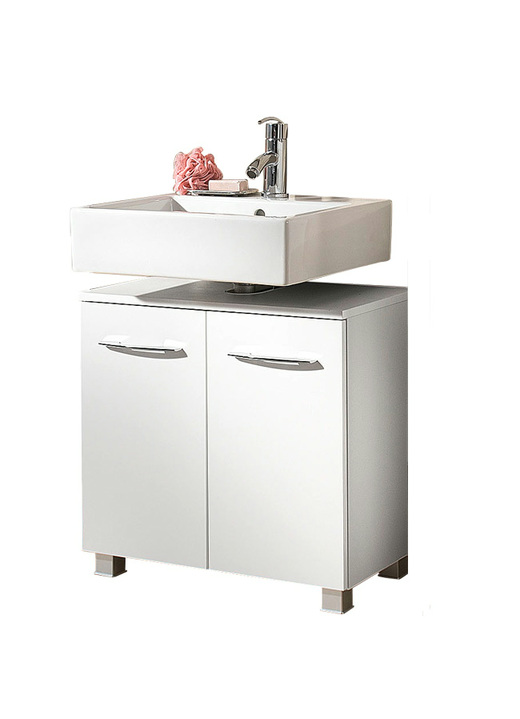 Badmöbel - Badmöbel-Programm, auch hängend montierbar, in Farbe WEISS, in Ausführung Hängeschrank, 1-türig Ansicht 3