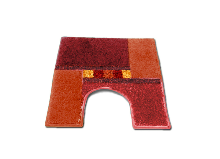 Badgarnituren - Für Fußbodenheizung geeignete Badgarnitur von GRUND, in Größe 100 (Vorleger halbrund, 50/ 80 cm) bis 112 (Motiv-WC-Deckelbezug mit Kordel, 47/ 50 cm), in Farbe TERRA Ansicht 1
